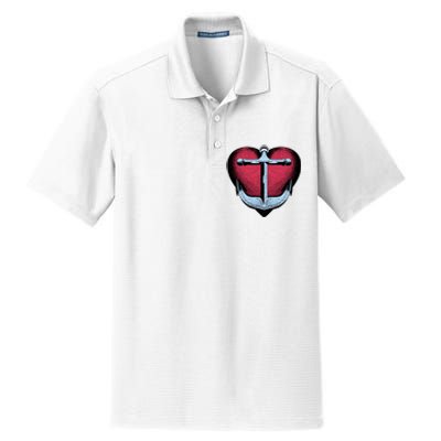 Heart Anchor Cute Gift Dry Zone Grid Polo