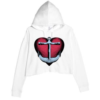 Heart Anchor Cute Gift Crop Fleece Hoodie