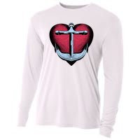 Heart Anchor Cute Gift Cooling Performance Long Sleeve Crew