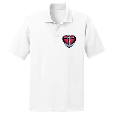 Heart Anchor Cute Gift PosiCharge RacerMesh Polo