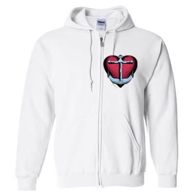 Heart Anchor Cute Gift Full Zip Hoodie