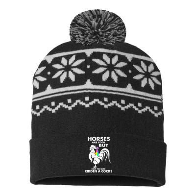 Horses Are Cool But Have You Ever Ridden A Cock USA-Made Snowflake Beanie