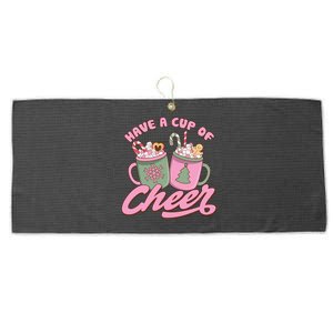 Have A Cup Of Cheer Cute Christmas Holiday Large Microfiber Waffle Golf Towel