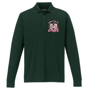 Have A Cup Of Cheer Cute Christmas Holiday Performance Long Sleeve Polo