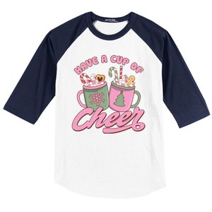 Have A Cup Of Cheer Cute Christmas Holiday Baseball Sleeve Shirt