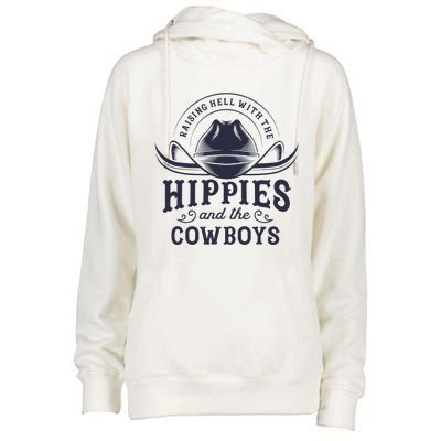 Hippies And Cowboys Cowgirls Retro 70s Western Country Rodeo Womens Funnel Neck Pullover Hood