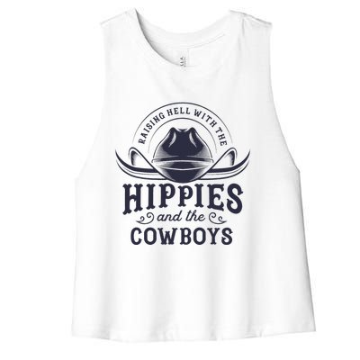 Hippies And Cowboys Cowgirls Retro 70s Western Country Rodeo Women's Racerback Cropped Tank