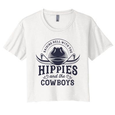 Hippies And Cowboys Cowgirls Retro 70s Western Country Rodeo Women's Crop Top Tee