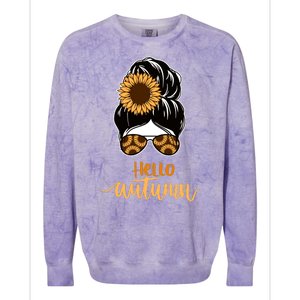 Hello Autumn Cute Bun Fall Floral Colorblast Crewneck Sweatshirt