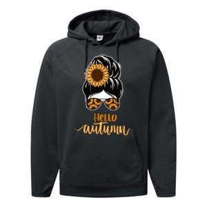 Hello Autumn Cute Bun Fall Floral Performance Fleece Hoodie