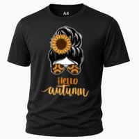Hello Autumn Cute Bun Fall Floral Cooling Performance Crew T-Shirt