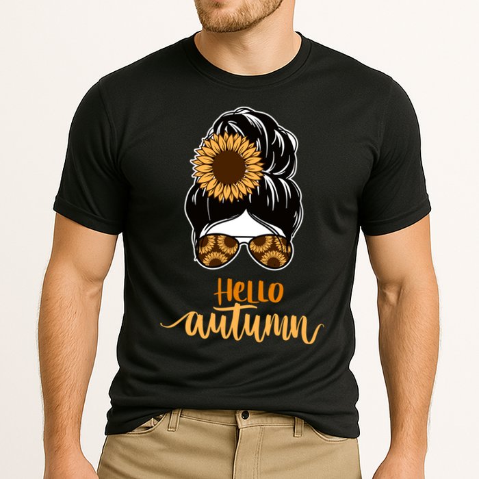 Hello Autumn Cute Bun Fall Floral Cooling Performance Crew T-Shirt