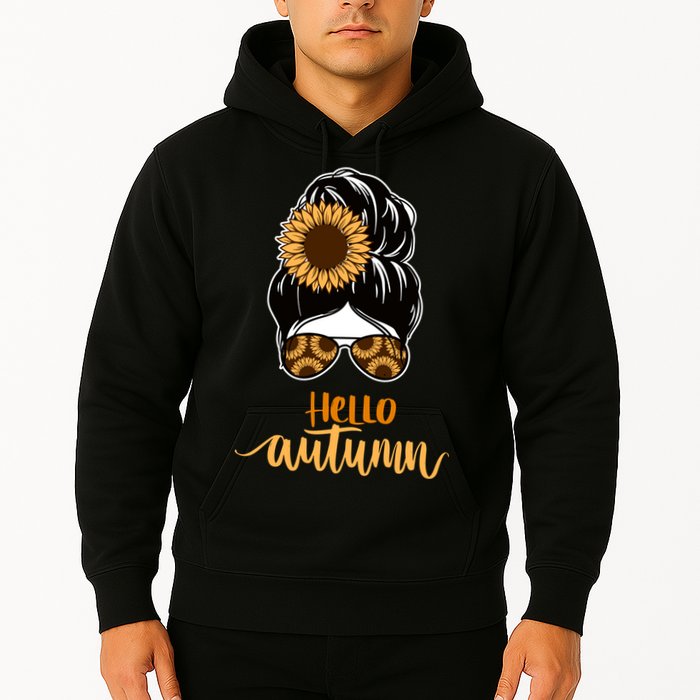Hello Autumn Cute Bun Fall Floral Hoodie