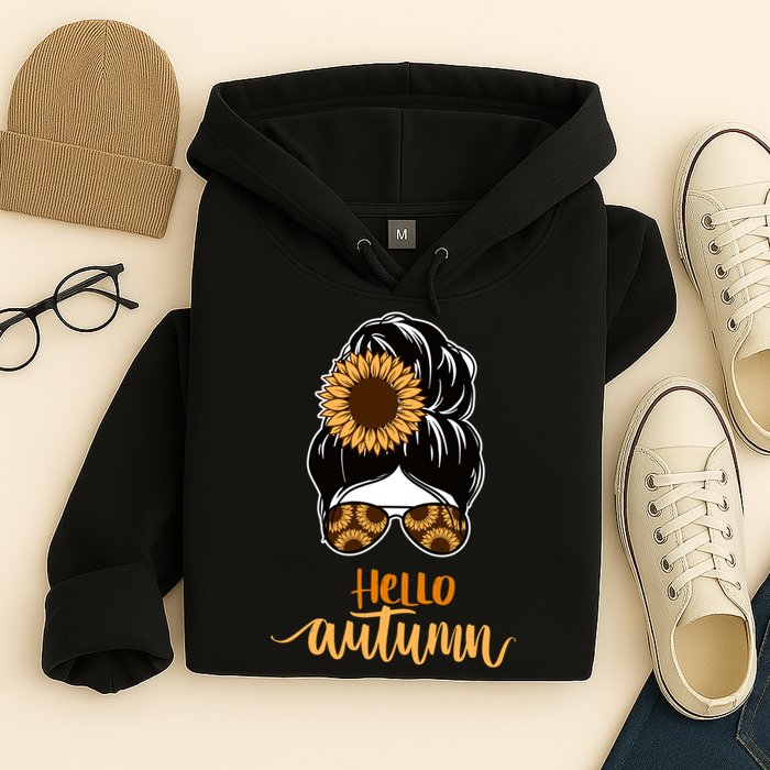 Hello Autumn Cute Bun Fall Floral Hoodie
