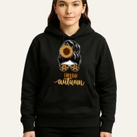 Hello Autumn Cute Bun Fall Floral Hoodie