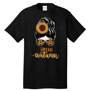 Hello Autumn Cute Bun Fall Floral Tall T-Shirt