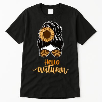 Hello Autumn Cute Bun Fall Floral Tall T-Shirt