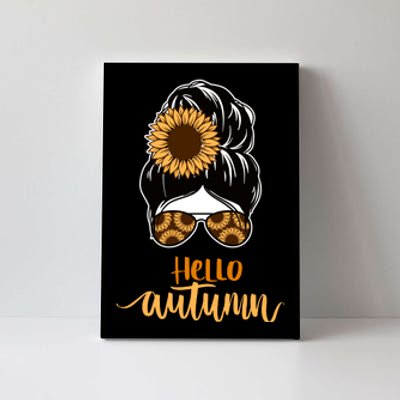 Hello Autumn Cute Bun Fall Floral Canvas