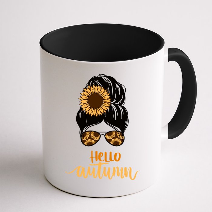 Hello Autumn Cute Bun Fall Floral Mug