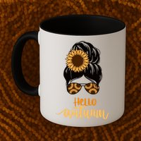 Hello Autumn Cute Bun Fall Floral Mug