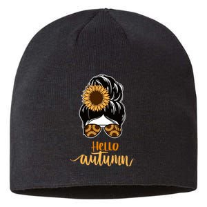 Hello Autumn Cute Bun Fall Floral Sustainable Beanie