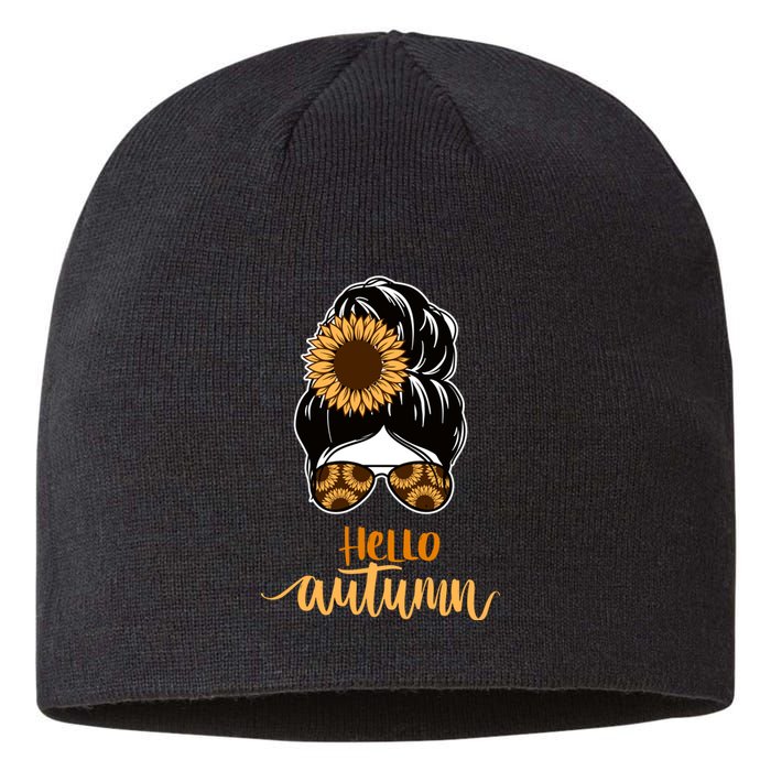 Hello Autumn Cute Bun Fall Floral Sustainable Beanie