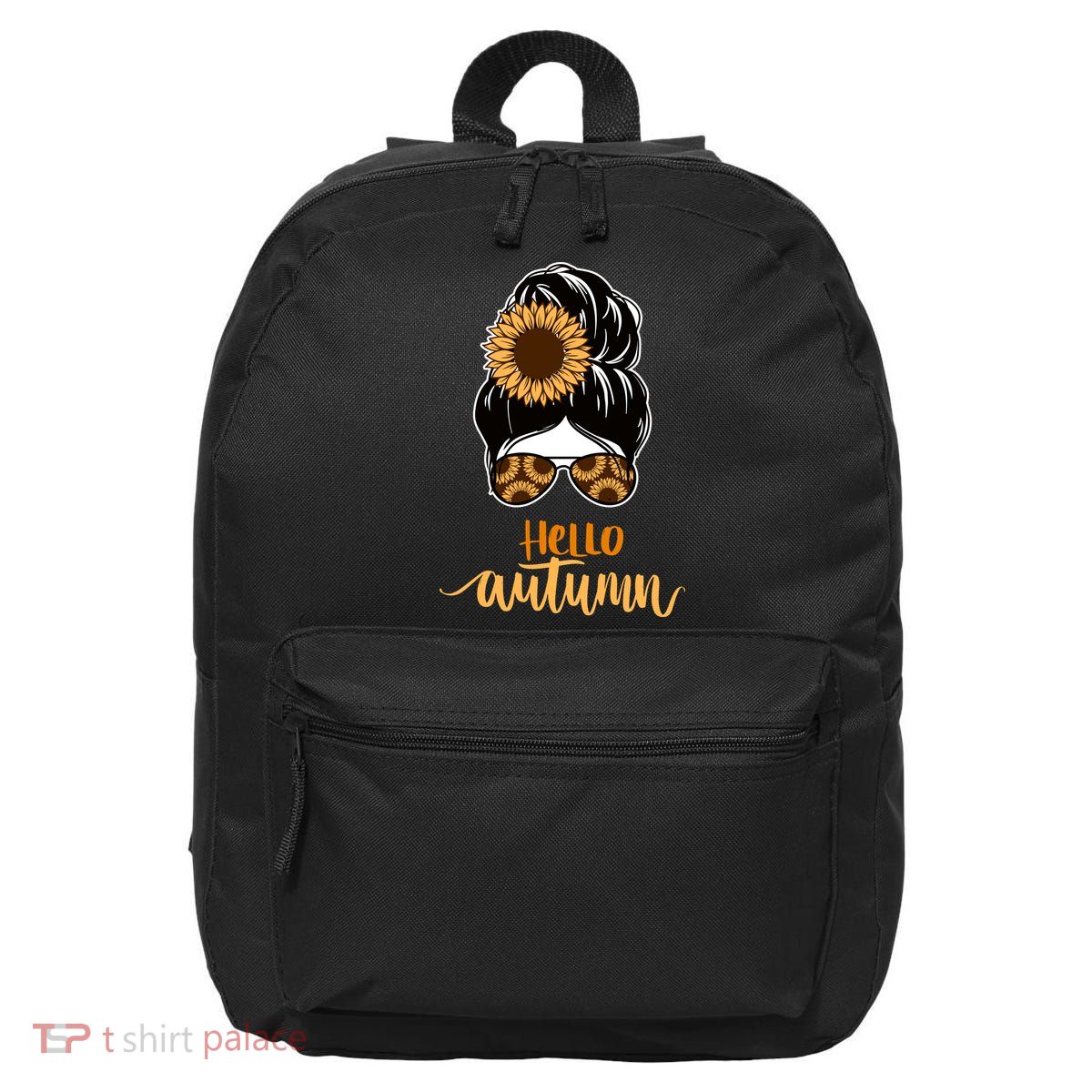 Hello Autumn Cute Bun Fall Floral 16 in Basic Backpack