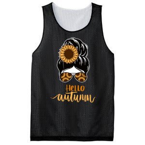 Hello Autumn Cute Bun Fall Floral Mesh Reversible Basketball Jersey Tank