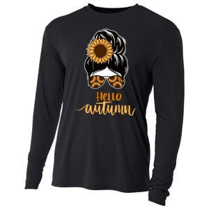 Hello Autumn Cute Bun Fall Floral Cooling Performance Long Sleeve Crew