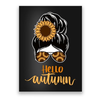 Hello Autumn Cute Bun Fall Floral Poster