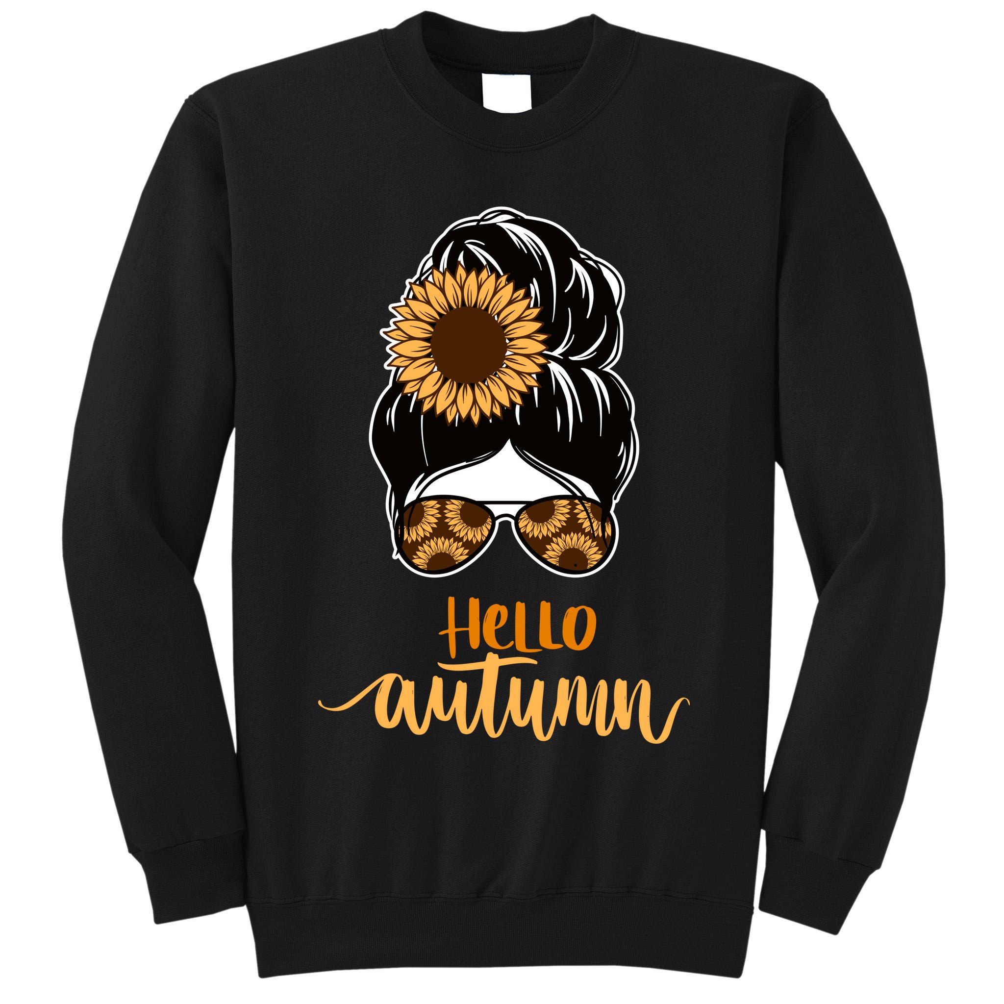 Hello Autumn Cute Bun Fall Floral Tall Sweatshirt