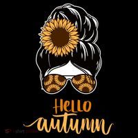 Hello Autumn Cute Bun Fall Floral Sustainable Knit Beanie