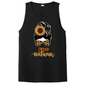 Hello Autumn Cute Bun Fall Floral PosiCharge Competitor Tank