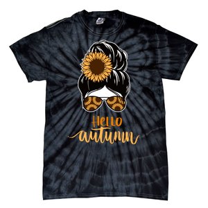 Hello Autumn Cute Bun Fall Floral Tie-Dye T-Shirt