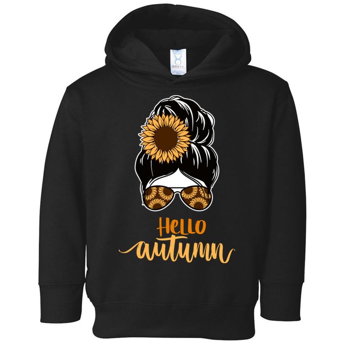 Hello Autumn Cute Bun Fall Floral Toddler Hoodie