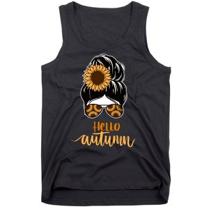 Hello Autumn Cute Bun Fall Floral Tank Top