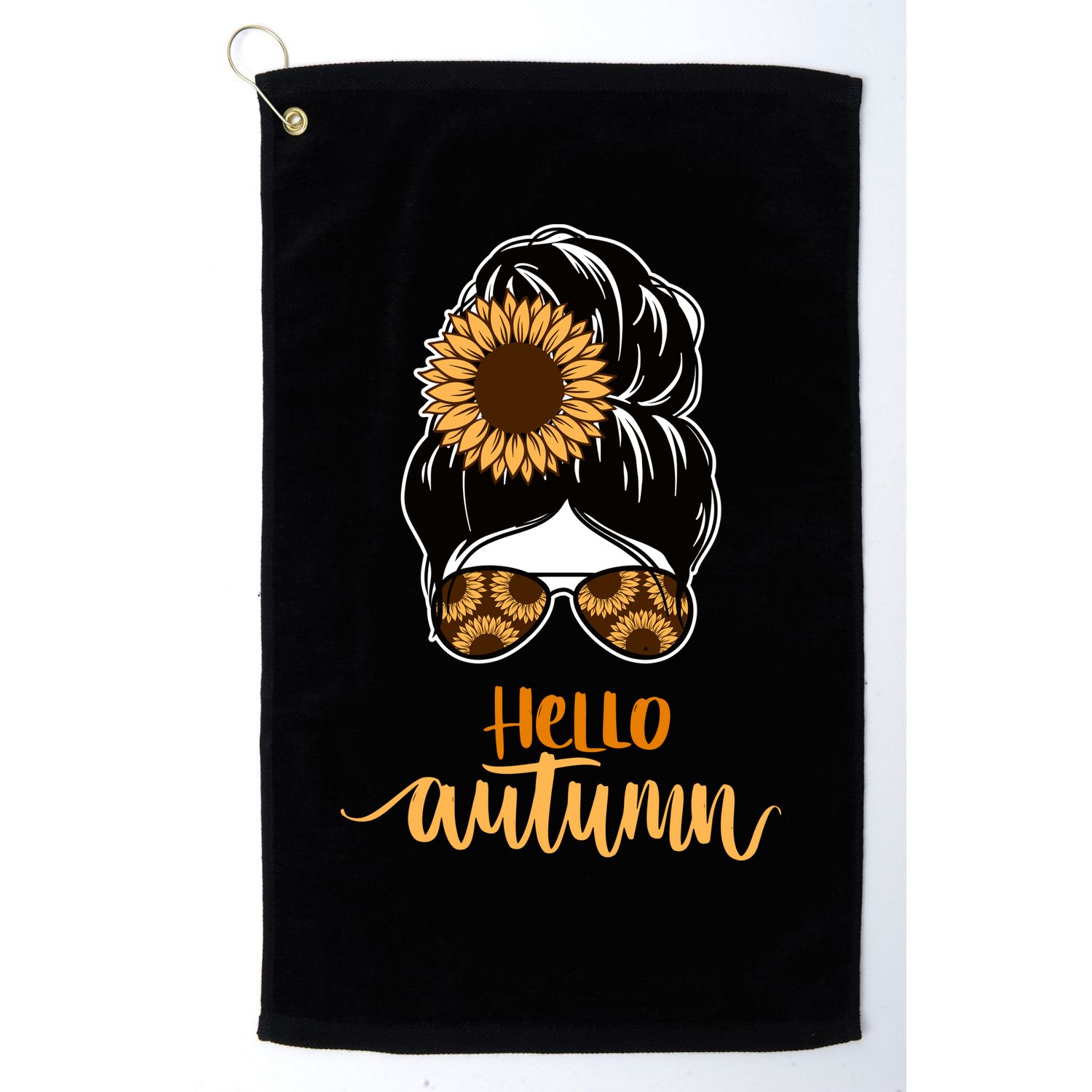 Hello Autumn Cute Bun Fall Floral Golf Towel