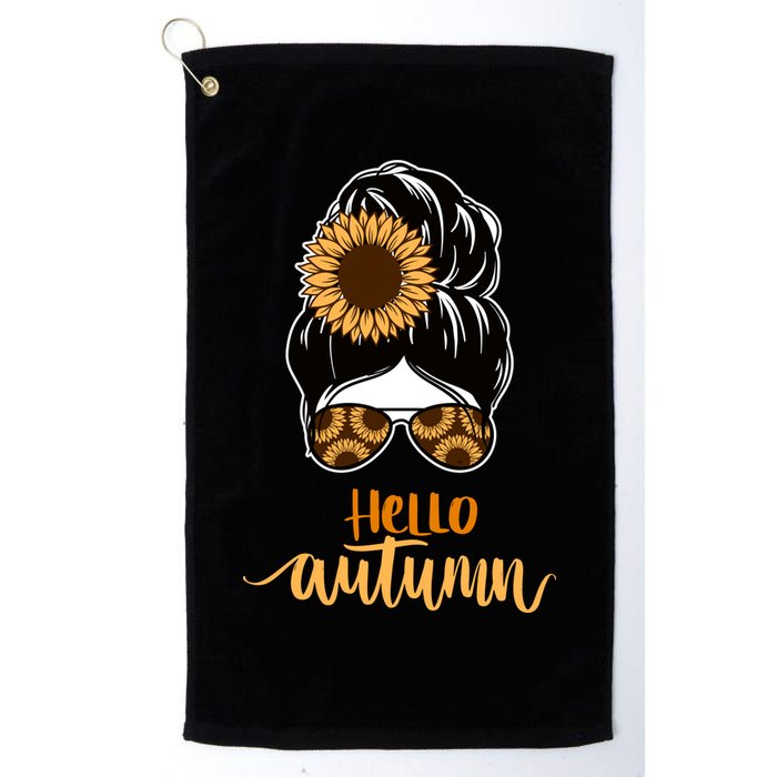 Hello Autumn Cute Bun Fall Floral Golf Towel