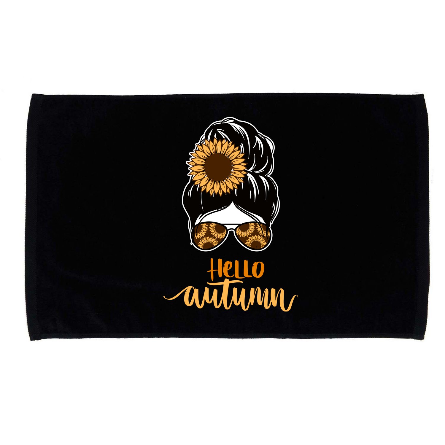 Hello Autumn Cute Bun Fall Floral Microfiber Hand Towel