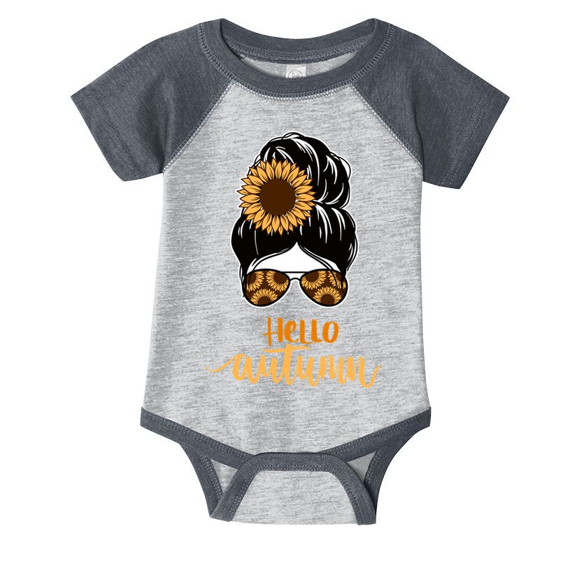 Hello Autumn Cute Bun Fall Floral Infant Baby Jersey Bodysuit