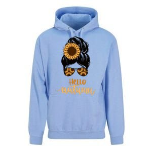 Hello Autumn Cute Bun Fall Floral Unisex Surf Hoodie