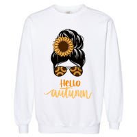 Hello Autumn Cute Bun Fall Floral Garment-Dyed Sweatshirt