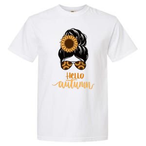 Hello Autumn Cute Bun Fall Floral Garment-Dyed Heavyweight T-Shirt