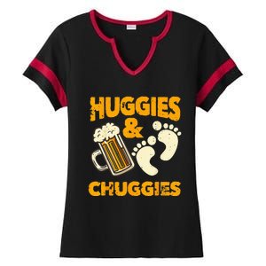 Huggies And Chuggies Funny Future Father Party Gift Ladies Halftime Notch Neck Tee