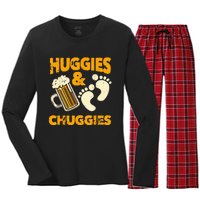 Huggies And Chuggies Funny Future Father Party Gift Women's Long Sleeve Flannel Pajama Set 