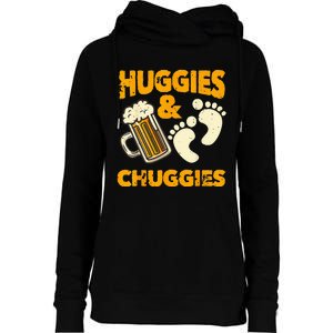 Huggies And Chuggies Funny Future Father Party Gift Womens Funnel Neck Pullover Hood