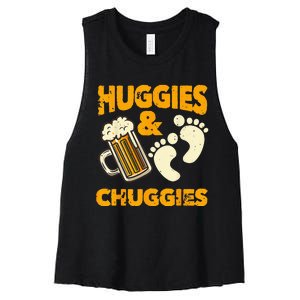 Huggies And Chuggies Funny Future Father Party Gift Women's Racerback Cropped Tank