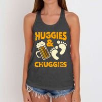 Huggies And Chuggies Funny Future Father Party Gift Women's Knotted Racerback Tank