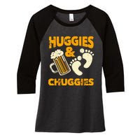 Huggies And Chuggies Funny Future Father Party Gift Women's Tri-Blend 3/4-Sleeve Raglan Shirt