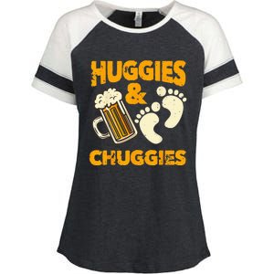 Huggies And Chuggies Funny Future Father Party Gift Enza Ladies Jersey Colorblock Tee